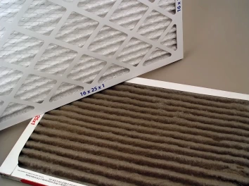 Clean vs dirty AC air filters — replace every 30–90 days